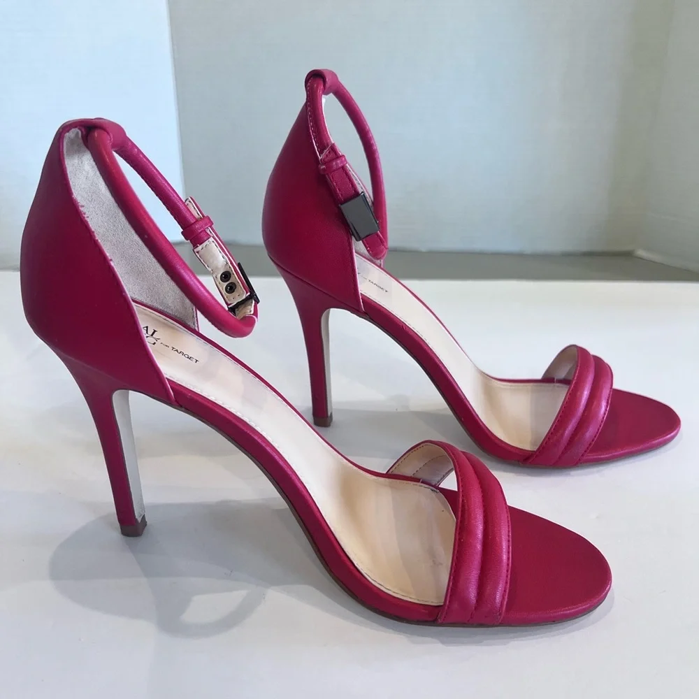 Prabal Gurung for Target Red Ankle-Strap 4” Stiletto Sandals Sz 8 1/2